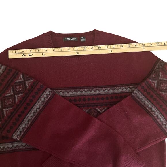 Saks Fifth Avenue Cashmere Geometric Print Sweater Size XL - Picture 8 of 11